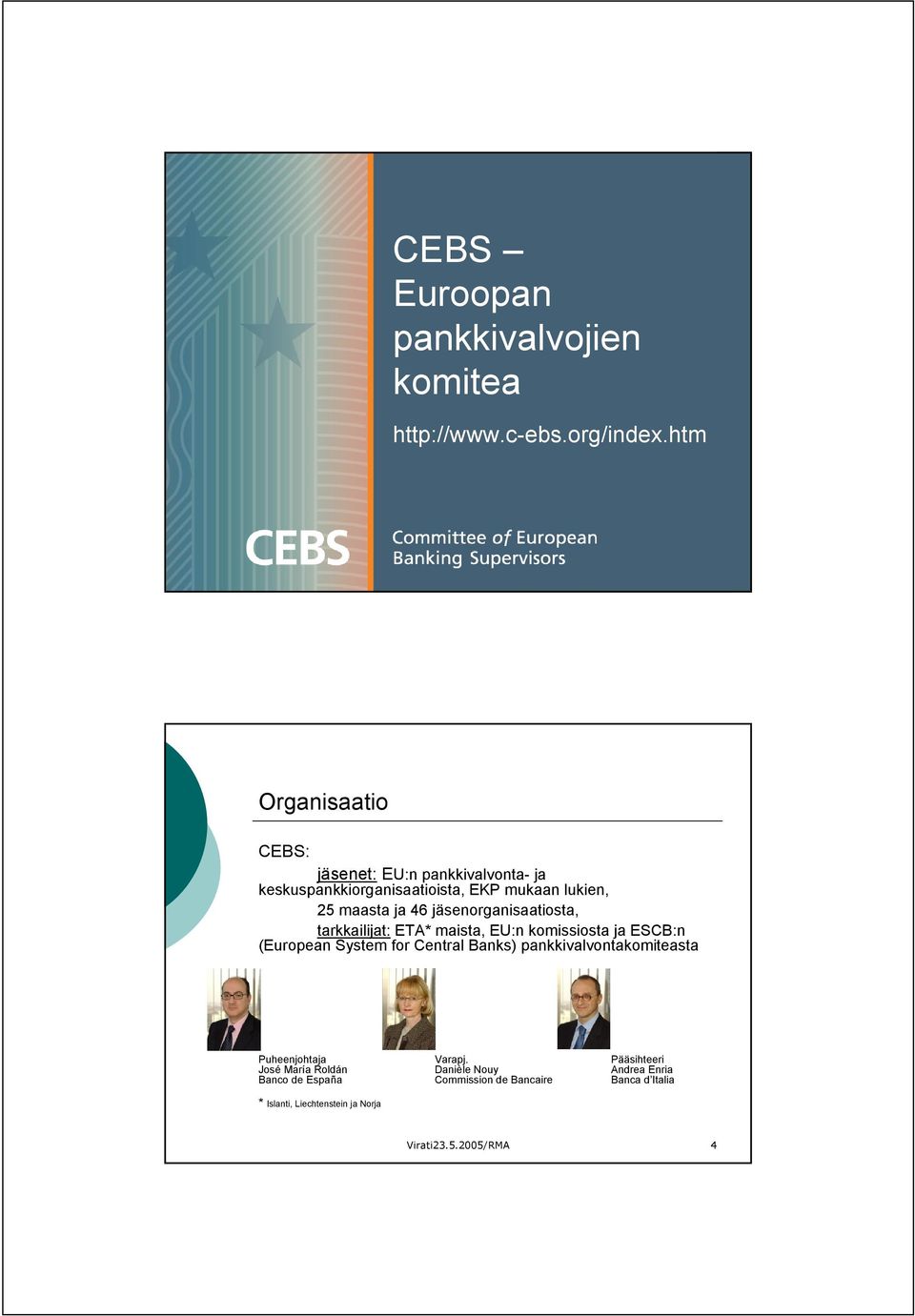jäsenorganisaatiosta, tarkkailijat: ETA* maista, EU:n komissiosta ja ESCB:n (European System for Central Banks)