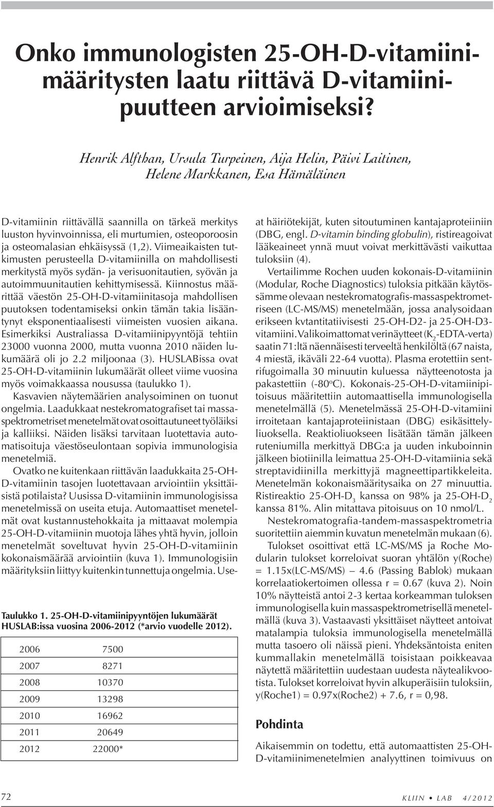 osteoporoosin ja osteomalasian ehkäisyssä (1,2).