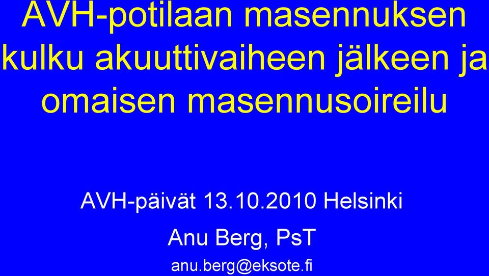 masennusoireilu AVH-päivät 13.10.