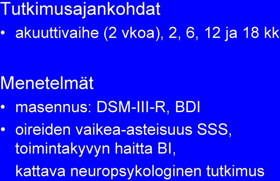 BDI oireiden vaikea-asteisuus SSS,