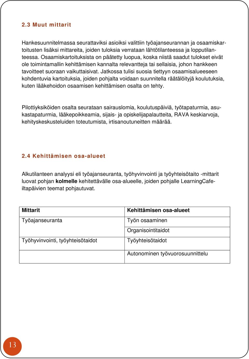 Jatkossa tulisi suosia tiettyyn osaamisalueeseen kohdentuvia kartoituksia, joiden pohjalta voidaan suunnitella räätälöityjä koulutuksia, kuten lääkehoidon osaamisen kehittämisen osalta on tehty.