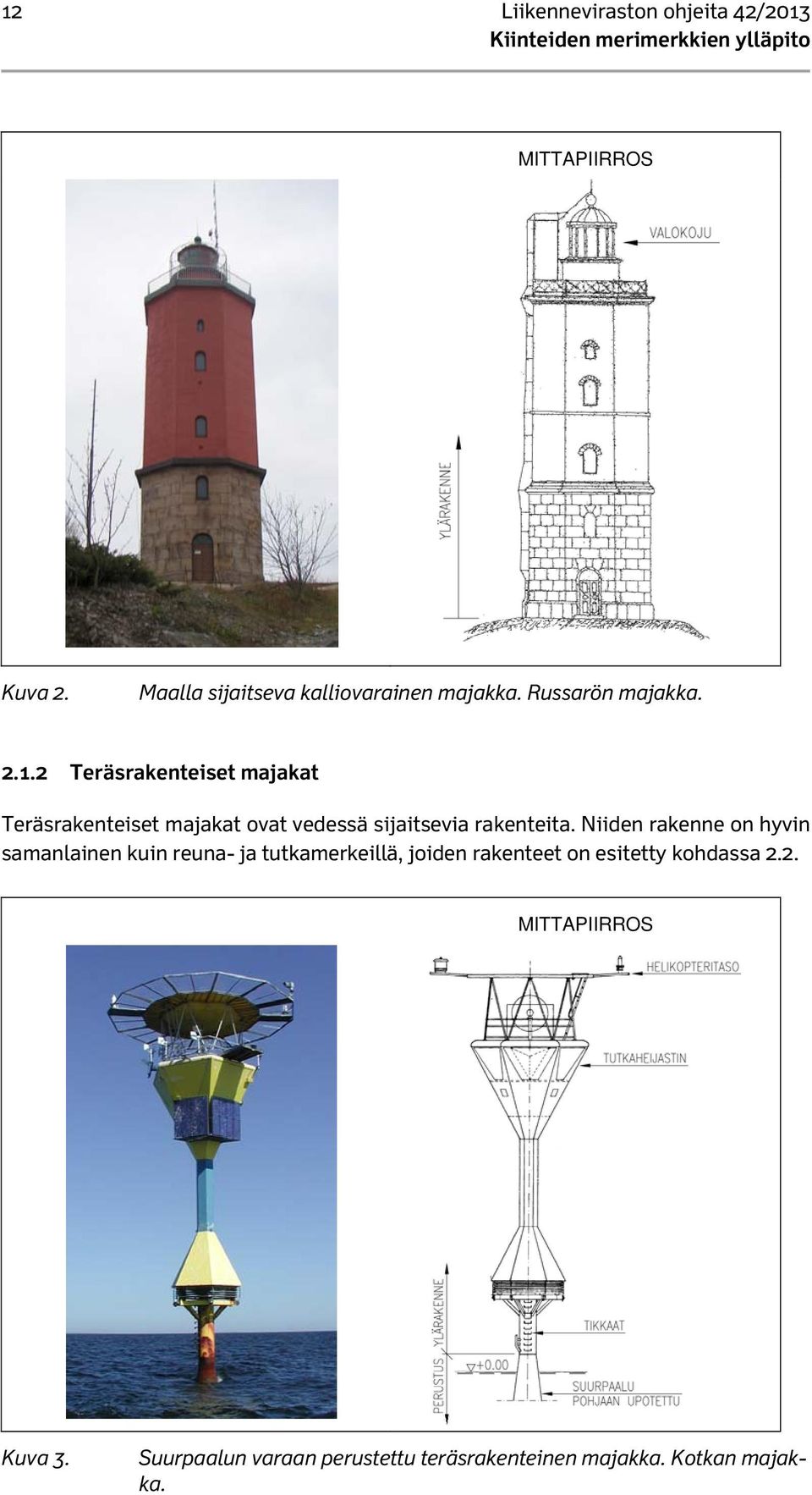 2 Teräsrakenteiset majakat Teräsrakenteiset majakat ovat vedessä sijaitsevia rakenteita.