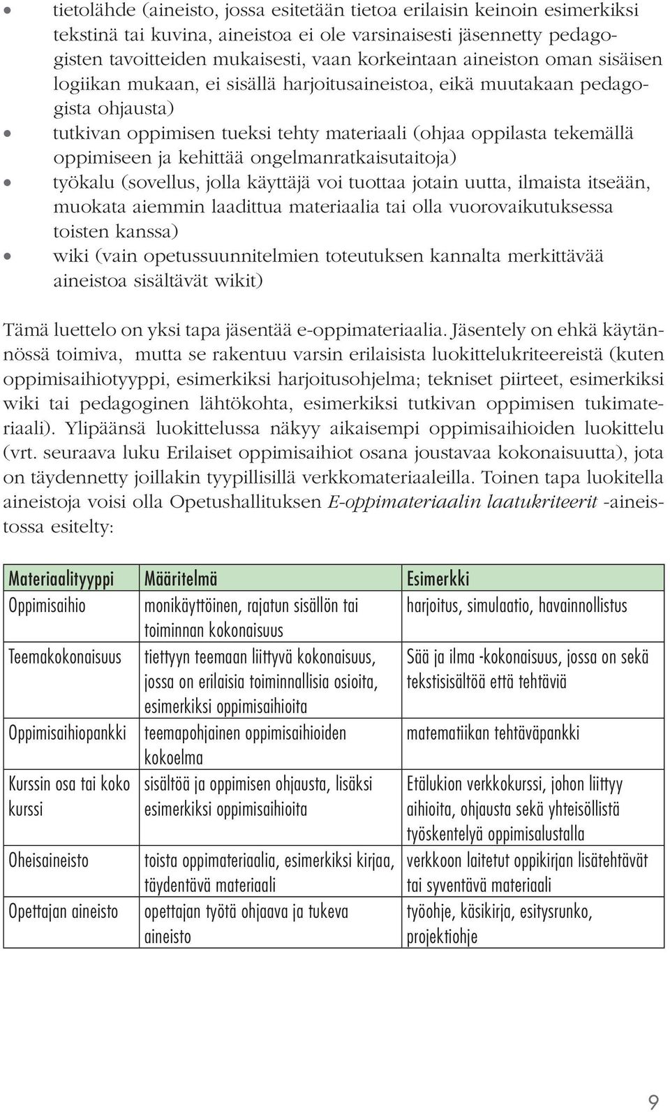 kehittää ongelmanratkaisutaitoja) työkalu (sovellus, jolla käyttäjä voi tuottaa jotain uutta, ilmaista itseään, muokata aiemmin laadittua materiaalia tai olla vuorovaikutuksessa toisten kanssa) wiki