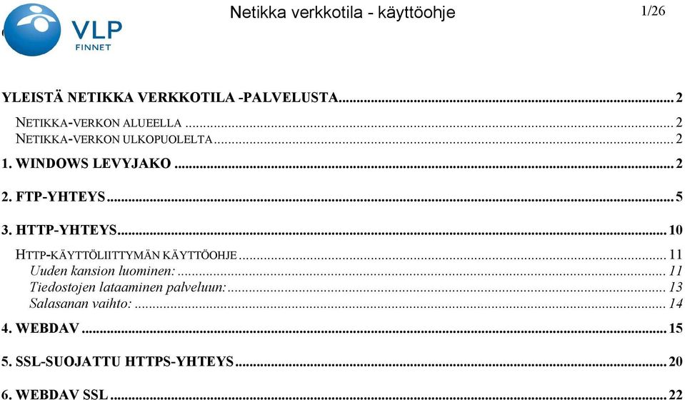 HTTP-YHTEYS... 10 HTTP-KÄYTTÖLIITTYMÄN KÄYTTÖOHJE... 11 Uuden kansion luominen:.