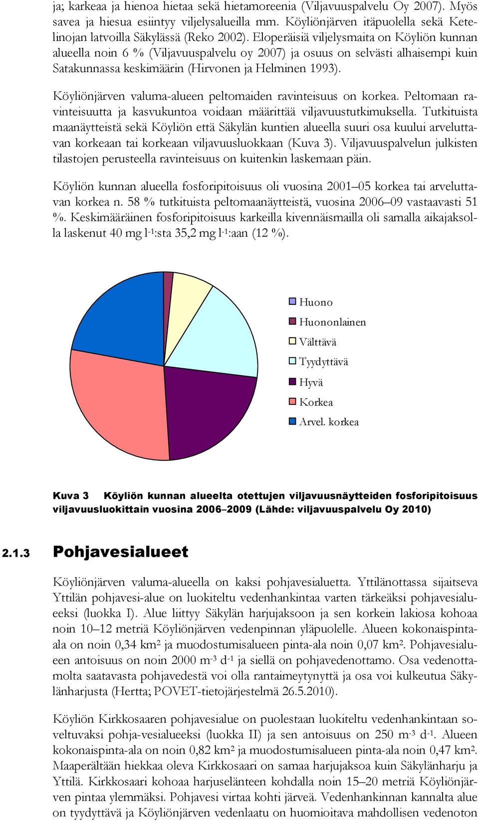 Eloperäisiä viljelysmaita on Köyliön kunnan alueella noin 6 % (Viljavuuspalvelu oy 2007) ja osuus on selvästi alhaisempi kuin Satakunnassa keskimäärin (Hirvonen ja Helminen 1993).