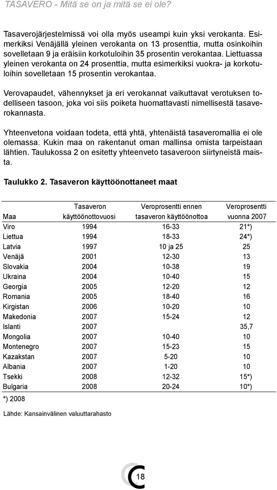 Liettuassa yleinen verokanta on 24 prosenttia, mutta esimerkiksi vuokra- ja korkotuloihin sovelletaan 15 prosentin verokantaa.