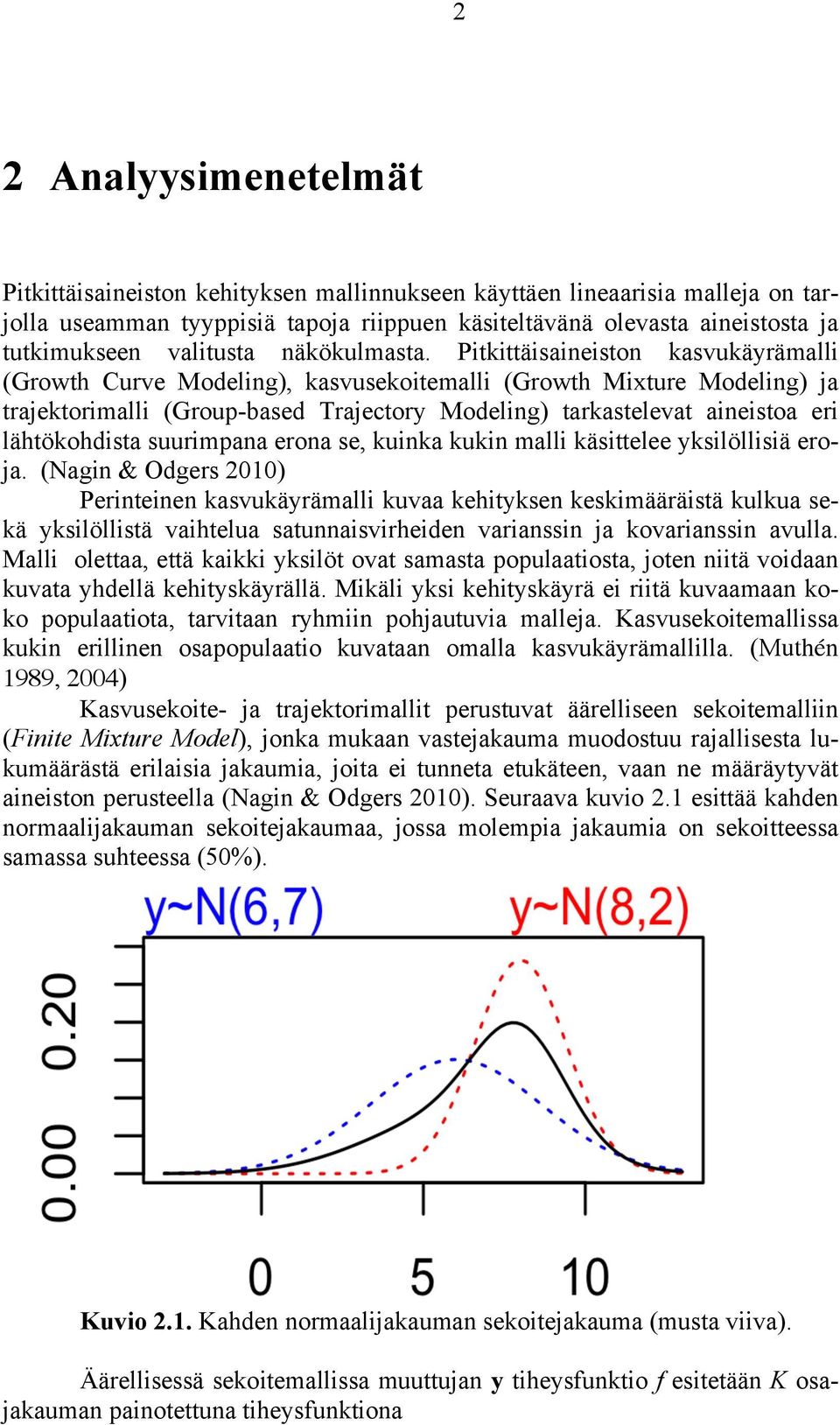 Pitkittäisaineiston kasvukäyrämalli (Growth Curve Modeling), kasvusekoitemalli (Growth Mixture Modeling) ja trajektorimalli (Group-based Trajectory Modeling) tarkastelevat aineistoa eri lähtökohdista