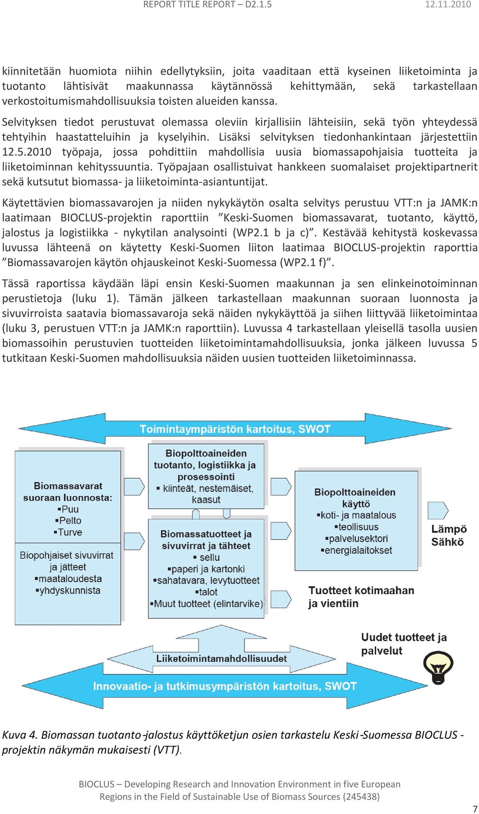 Lisäksi selvityksen tiedonhankintaan järjestettiin 12.5.2010 työpaja, jossa pohdittiin mahdollisia uusia biomassapohjaisia tuotteita ja liiketoiminnan kehityssuuntia.