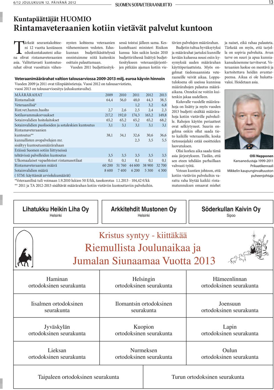 Valitettavasti kuntoutusrahat olivat vuosittain vähennysten kohteena veteraanien vähenemiseen vedoten. Eduskunnan budjettikäsittelyssä onnistuimme niitä kuitenkin osittain palauttamaan.