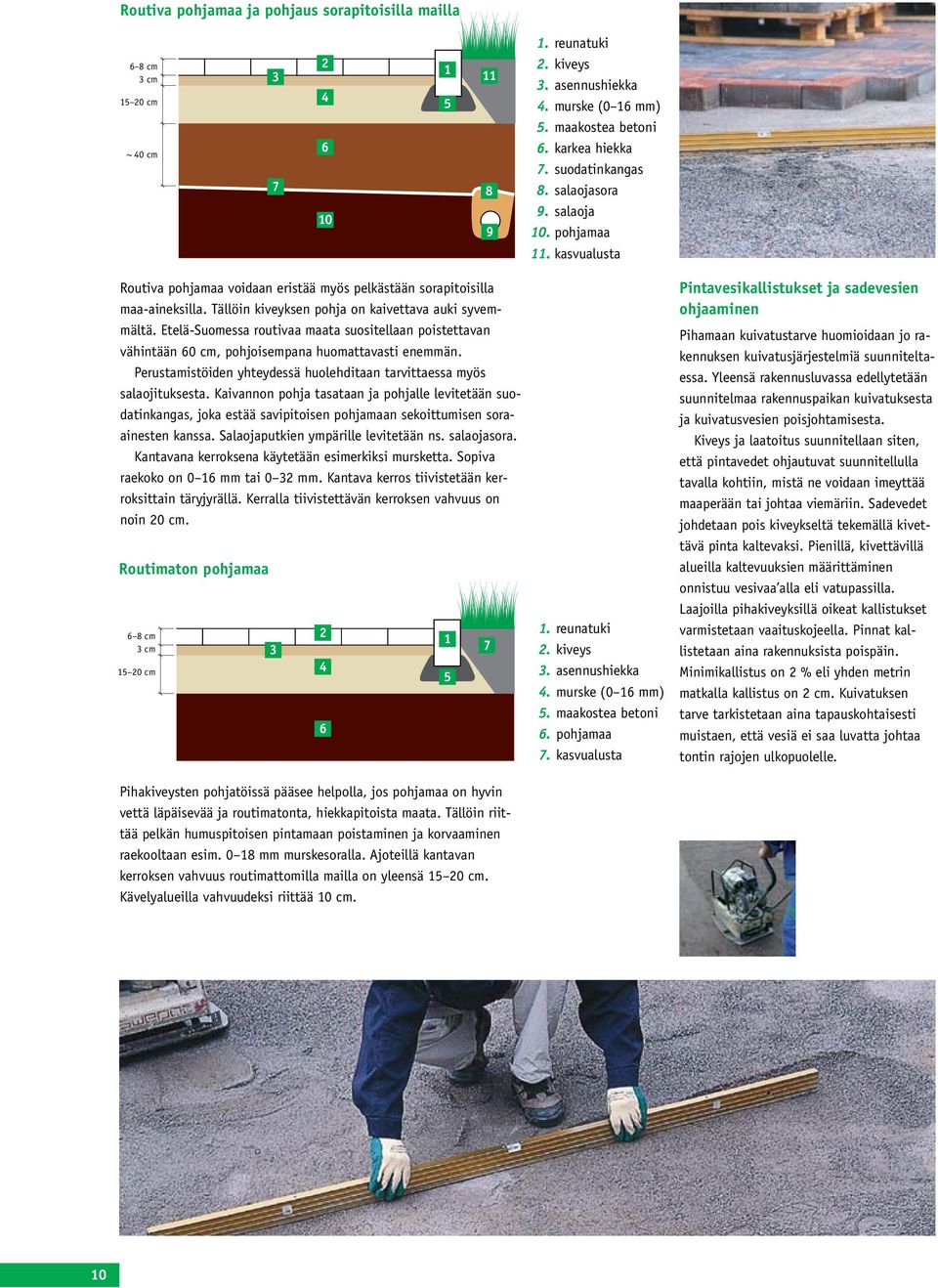 Tällöin kiveyksen pohja on kaivettava auki syvemmältä. Etelä-Suomessa routivaa maata suositellaan poistettavan vähintään 60 cm, pohjoisempana huomattavasti enemmän.