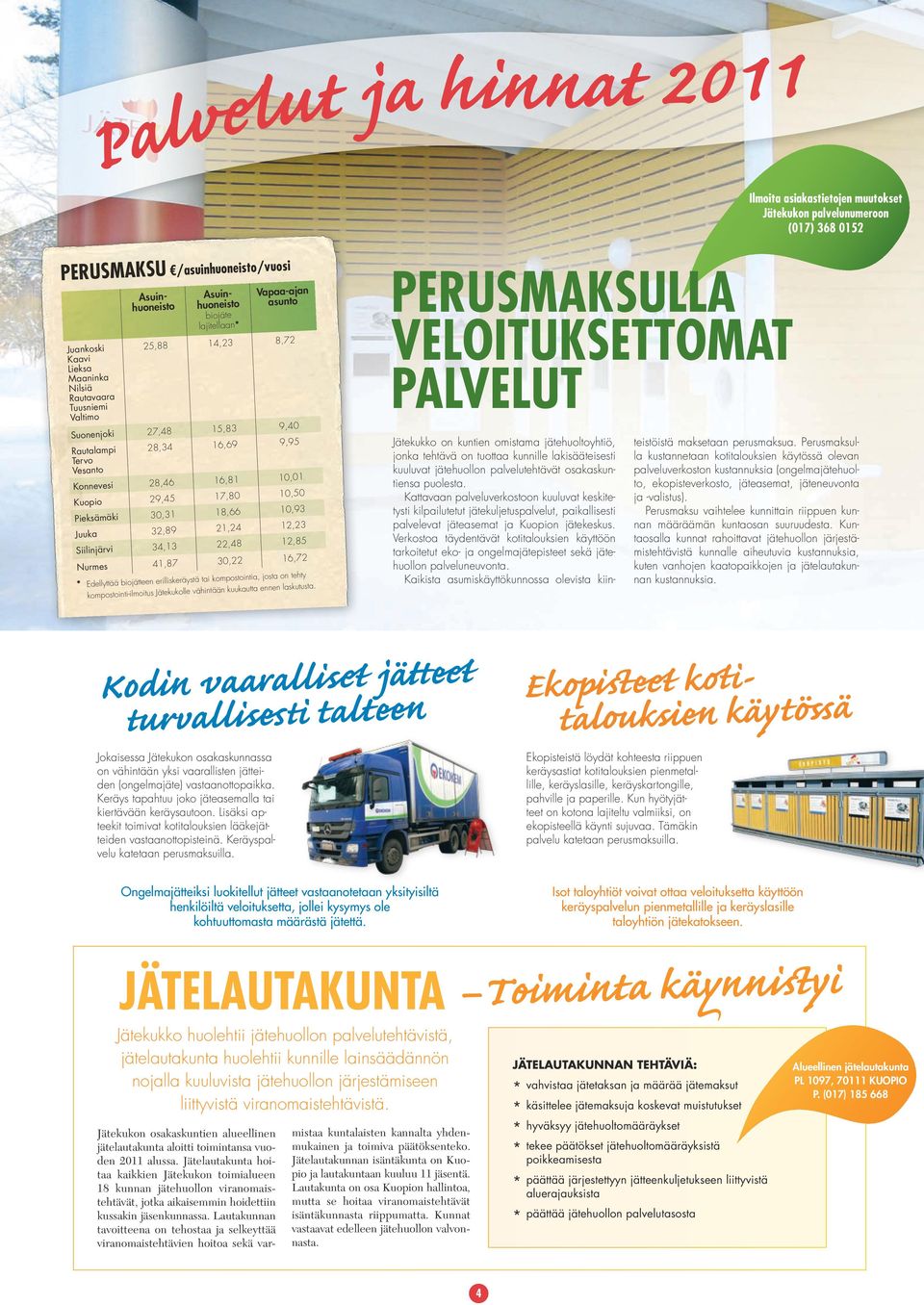 10,50 Pieksämäki 30,31 18,66 10,93 Juuka 32,89 21,24 12,23 Siilinjäri 34,13 22,48 12,85 Nurmes 41,87 30,22 16,72 Edellyttää biojätteen erilliskeräystä tai kompostointia, josta on tehty