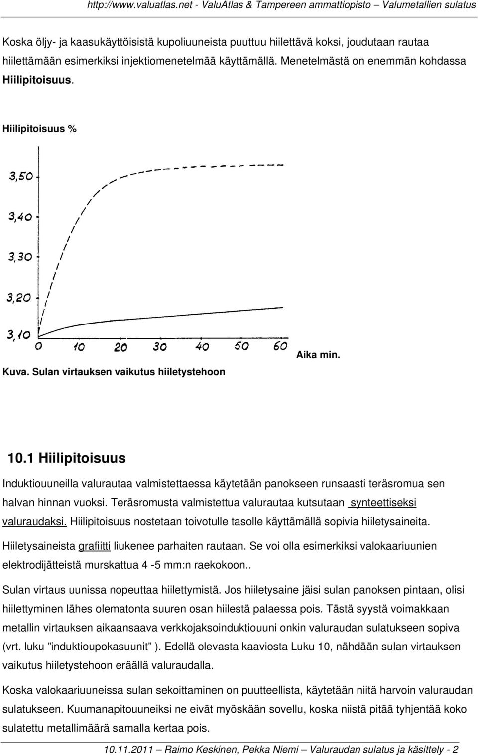 1 Hiilipitoisuus Induktiouuneilla valurautaa valmistettaessa käytetään panokseen runsaasti teräsromua sen halvan hinnan vuoksi.