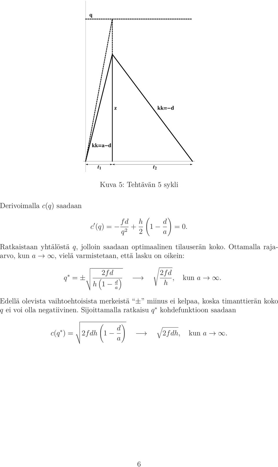 Ottamalla rajaarvo, kun a, vielä varmistetaan, että lasku on oikein: q = ± 2fd h ( ) 1 d a 2fd, kun a.