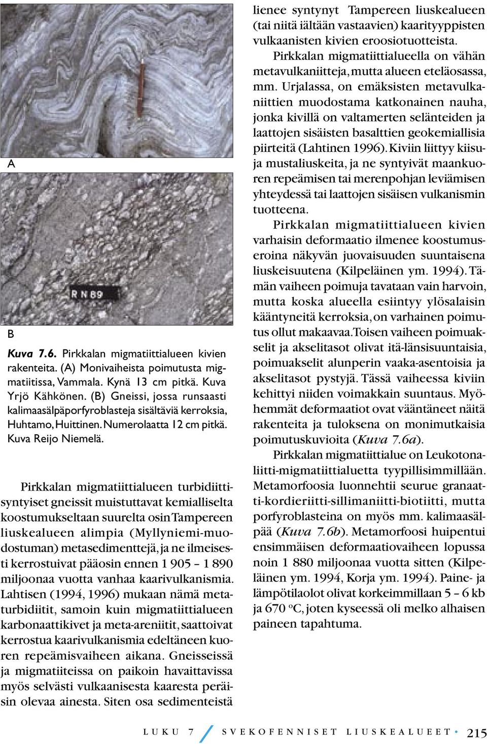 Pirkkalan migmatiittialueen turbidiittisyntyiset gneissit muistuttavat kemialliselta koostumukseltaan suurelta osin Tampereen liuskealueen alimpia (Myllyniemi-muodostuman) metasedimenttejä, ja ne