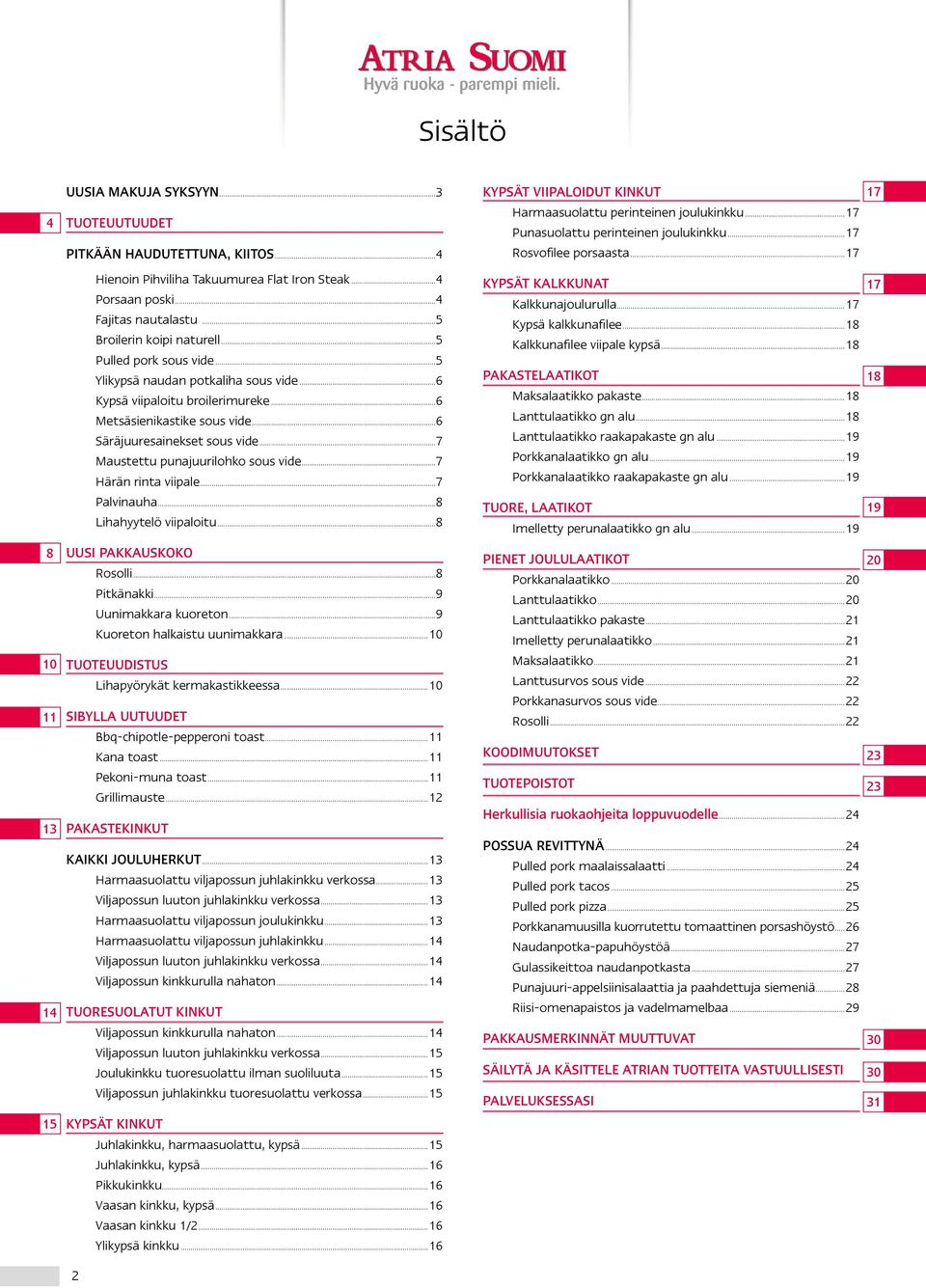 ..7 Maustettu punajuurilohko sous vide...7 Härän rinta viipale...7 Palvinauha...8 Lihahyytelö viipaloitu...8 UUSI PAKKAUSKOKO Rosolli...8 Pitkänakki...9 Uunimakkara kuoreton.