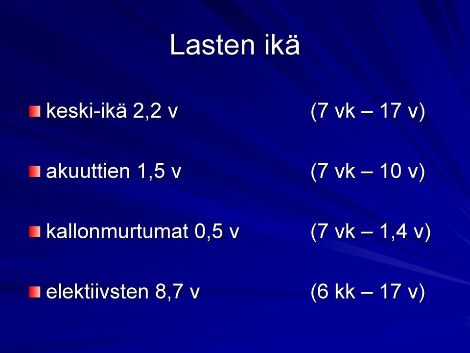 v) kallonmurtumat 0,5 v (7 vk