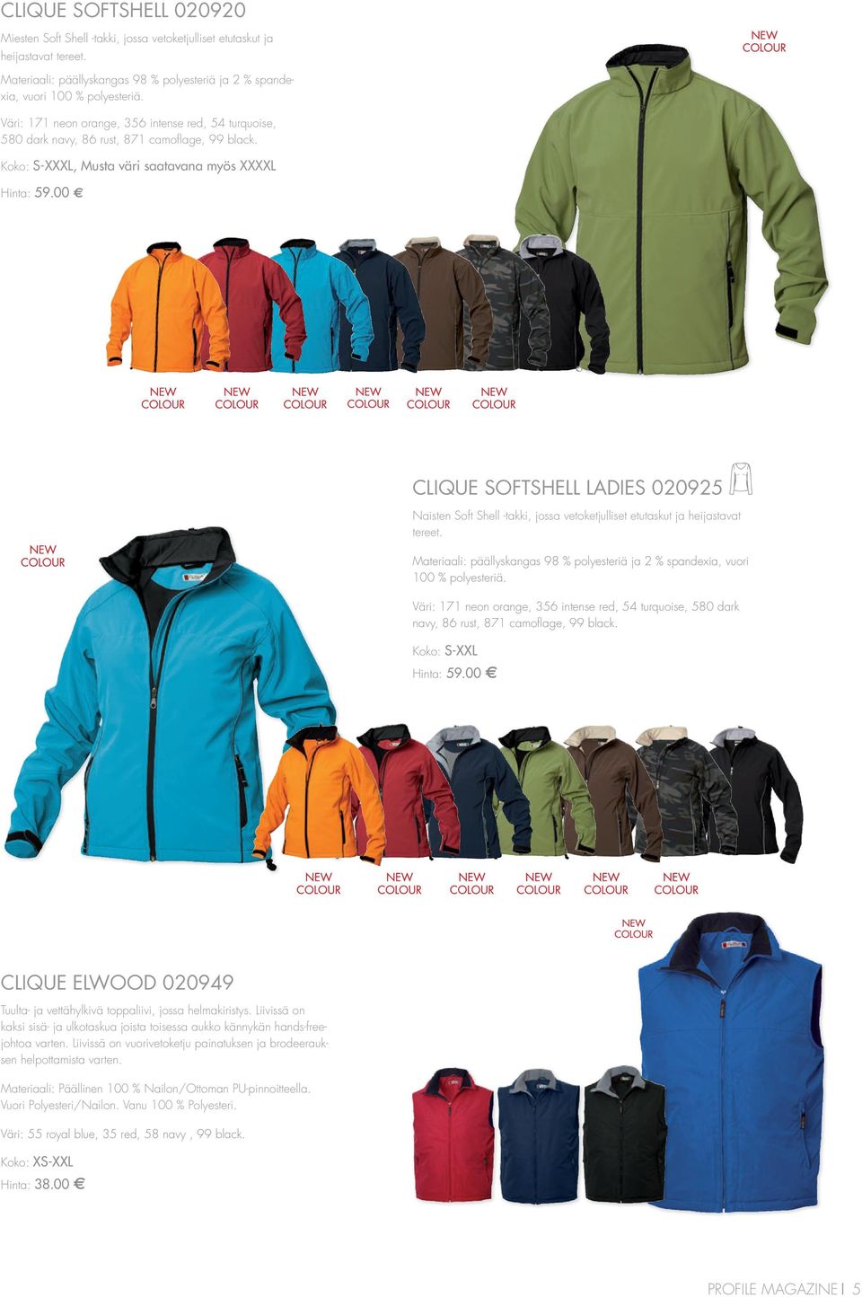 00 clique SOFtSHell ladies 020925 Naisten Soft Shell -takki, jossa vetoketjulliset etutaskut ja heijastavat tereet.