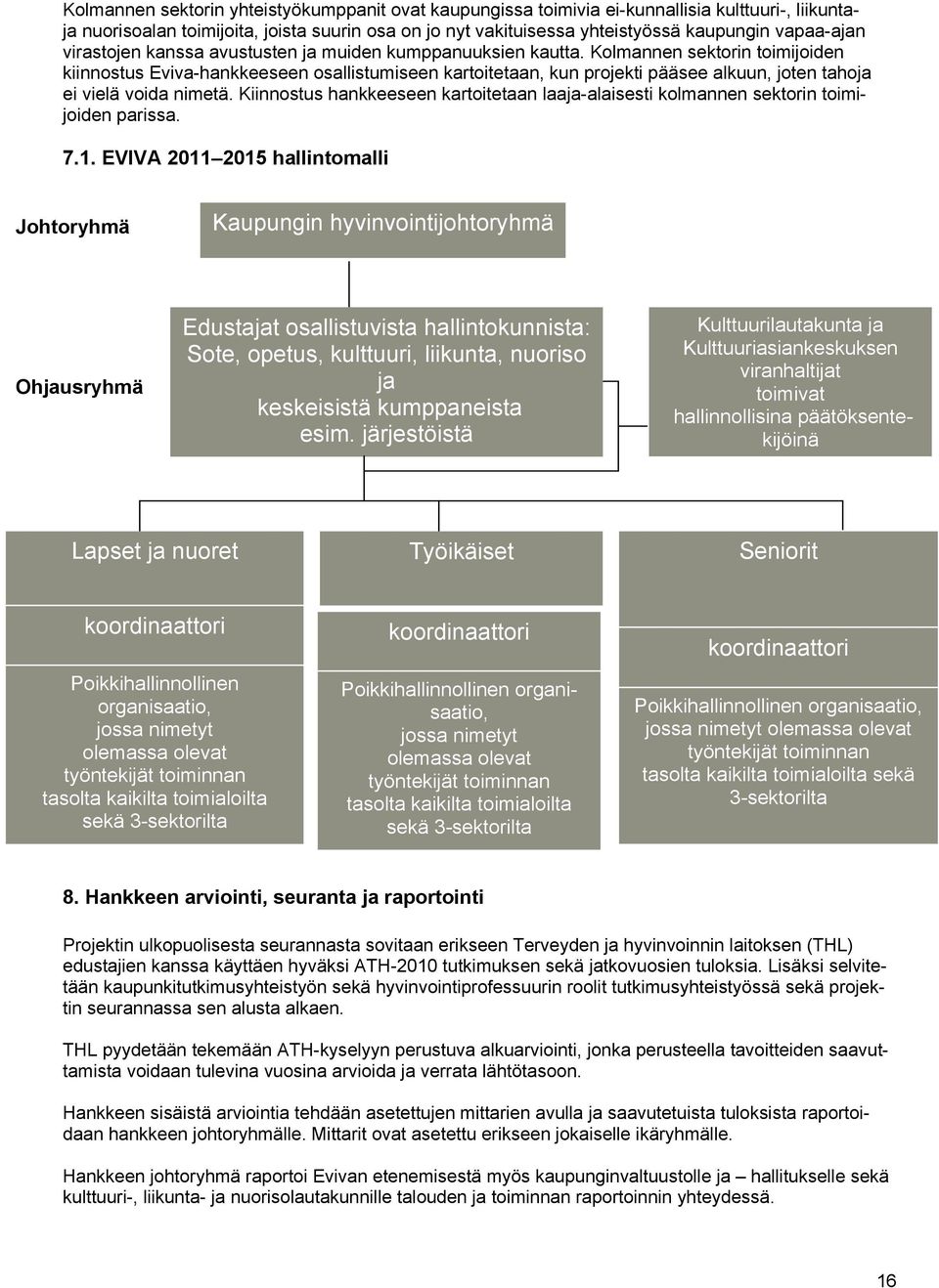 Kolmannen sektorin toimijoiden kiinnostus Eviva-hankkeeseen osallistumiseen kartoitetaan, kun projekti pääsee alkuun, joten tahoja ei vielä voida nimetä.