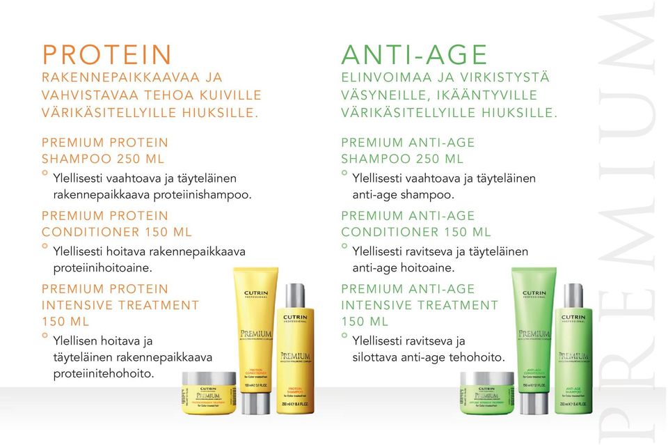 PREMIUM PROTEIN INTENSIVE TREATMENT 150 ML Ylellisen hoitava ja täyteläinen rakennepaikkaava proteiinitehohoito.