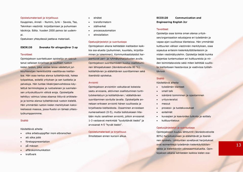 ställverket processautomation elinstallation Opiskelija osaa toimia oman alansa yrityksen/organisaation edustajana eri työelämän ja vapaa-ajan suullisissa tilanteissa.