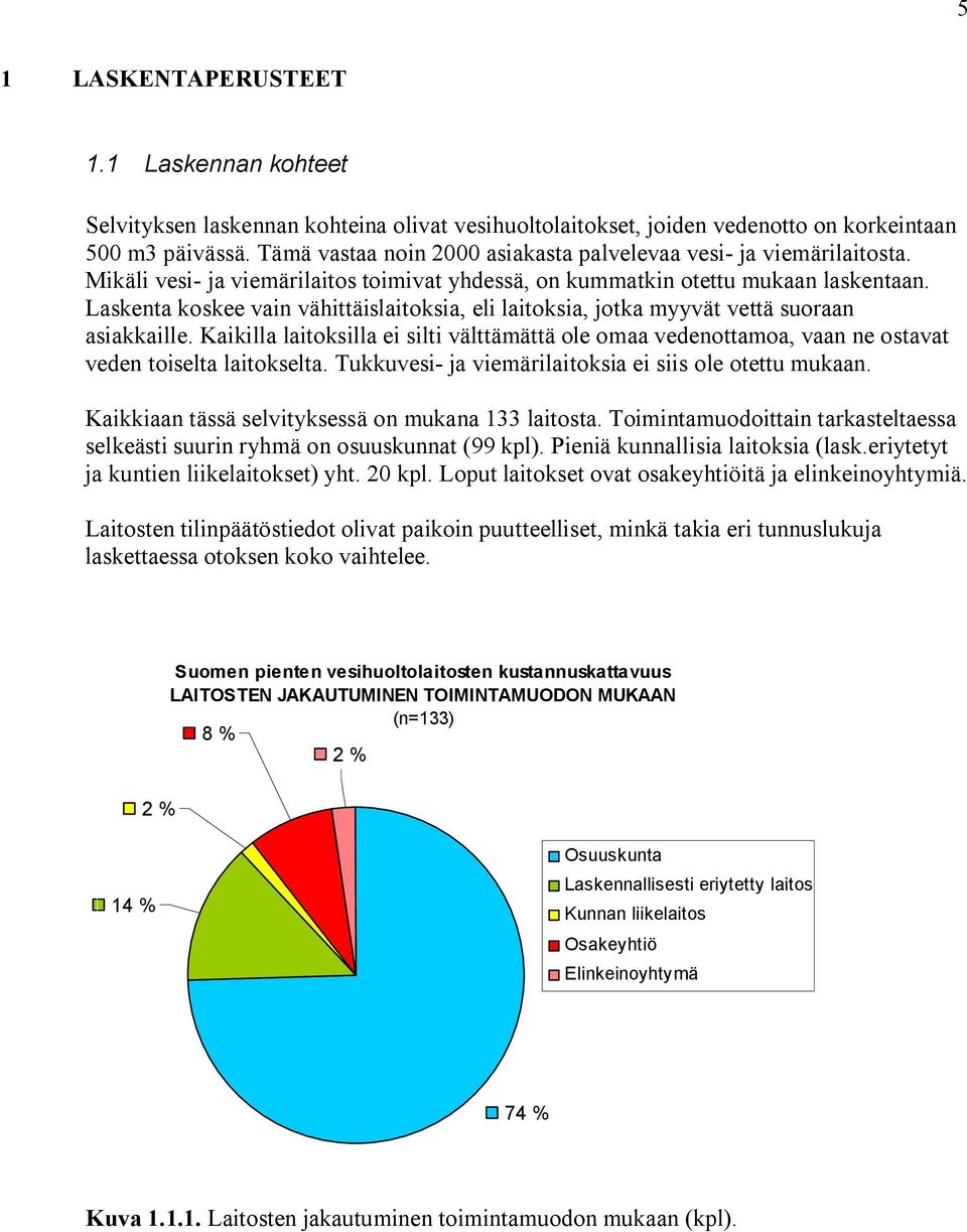 Laskenta koskee vain vähittäislaitoksia, eli laitoksia, jotka myyvät vettä suoraan asiakkaille.