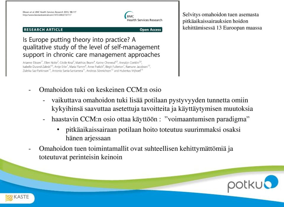 käyttäytymisen muutoksia - haastavin CCM:n osio ottaa käyttöön : voimaantumisen paradigma pitkäaikaissairaan potilaan hoito