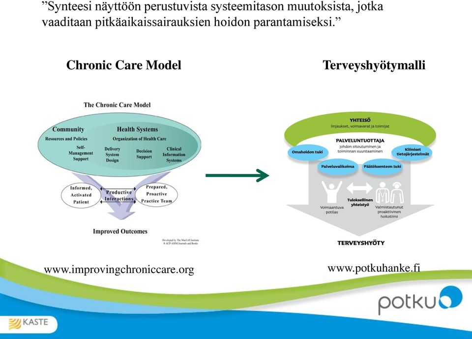 pitkäaikaissairauksien hoidon parantamiseksi.