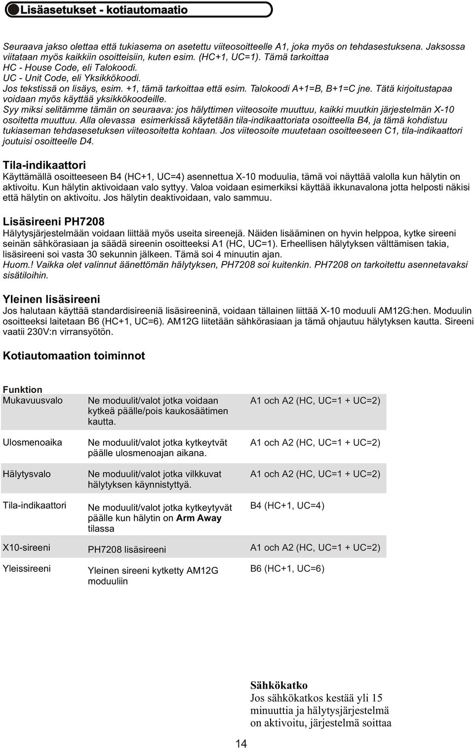 Tätä kirjoitustapaa voidaan myös käyttää yksikkökoodeille. Syy miksi selitämme tämän on seuraava: jos hälyttimen viiteosoite muuttuu, kaikki muutkin järjestelmän X-10 osoitetta muuttuu.