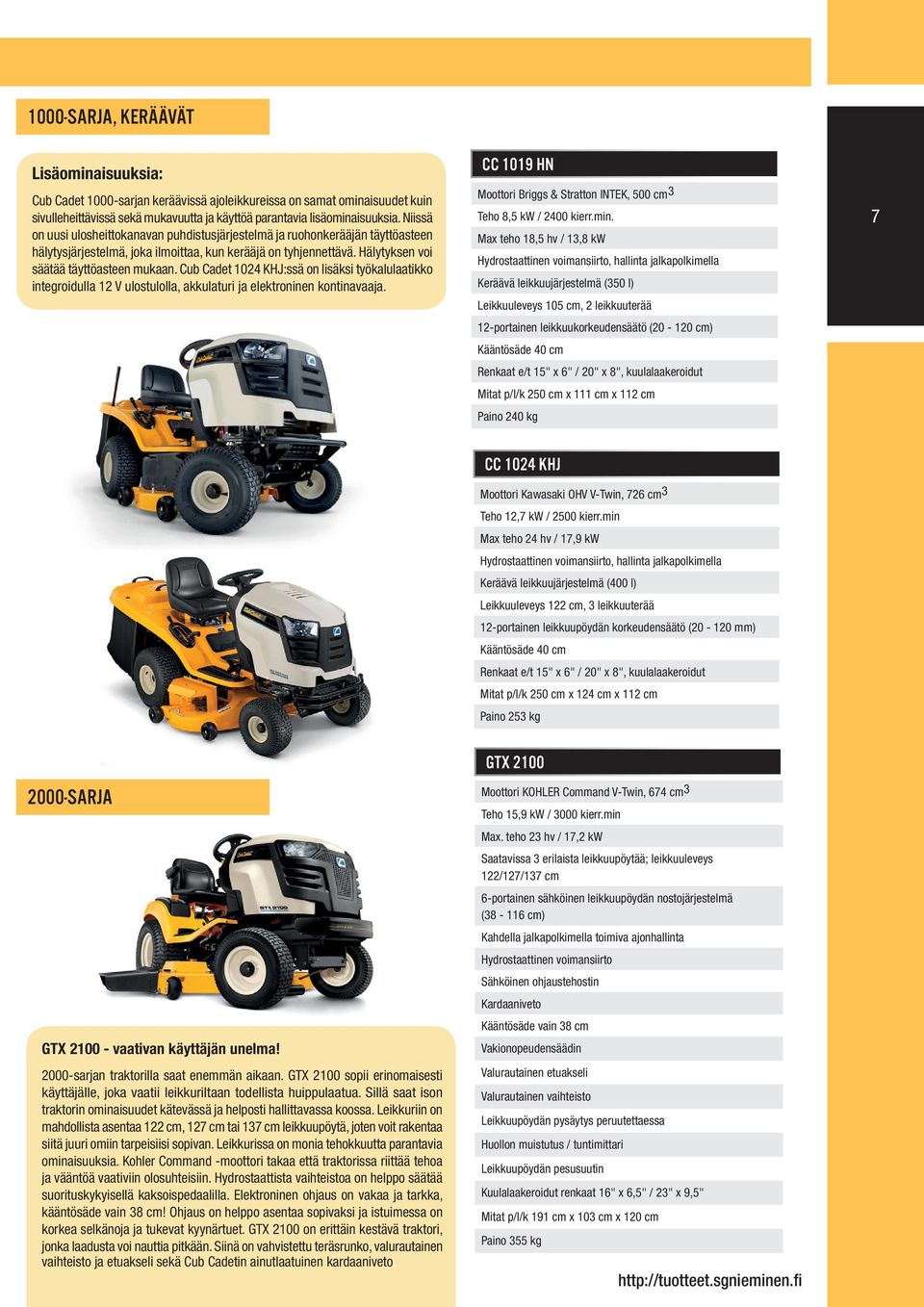 Cub Cadet 1024 KHJ:ssä on lisäksi työkalulaatikko integroidulla 12 V ulostulolla, akkulaturi ja elektroninen kontinavaaja.