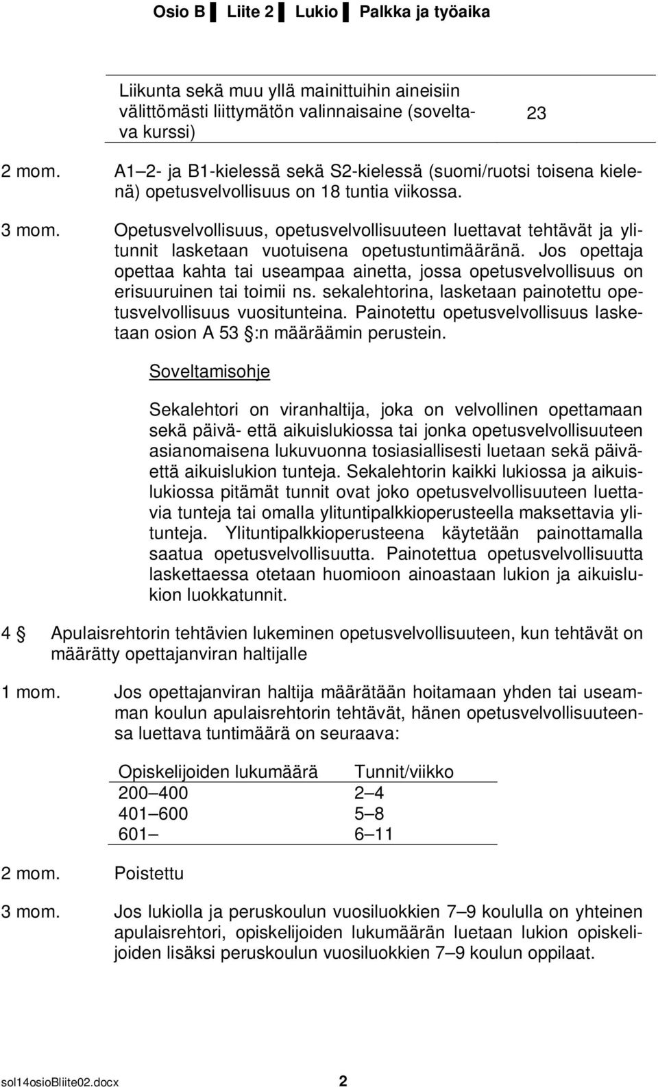 Opetusvelvollisuus, opetusvelvollisuuteen luettavat tehtävät ja ylitunnit lasketaan vuotuisena opetustuntimääränä.