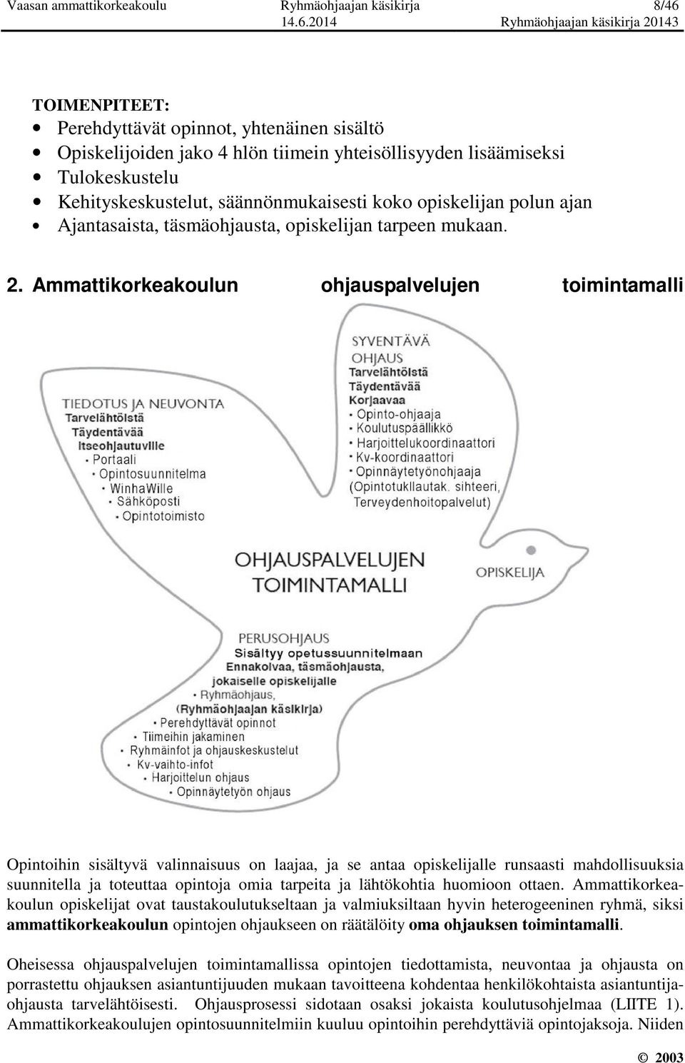 Ammattikorkeakoulun ohjauspalvelujen toimintamalli Opintoihin sisältyvä valinnaisuus on laajaa, ja se antaa opiskelijalle runsaasti mahdollisuuksia suunnitella ja toteuttaa opintoja omia tarpeita ja