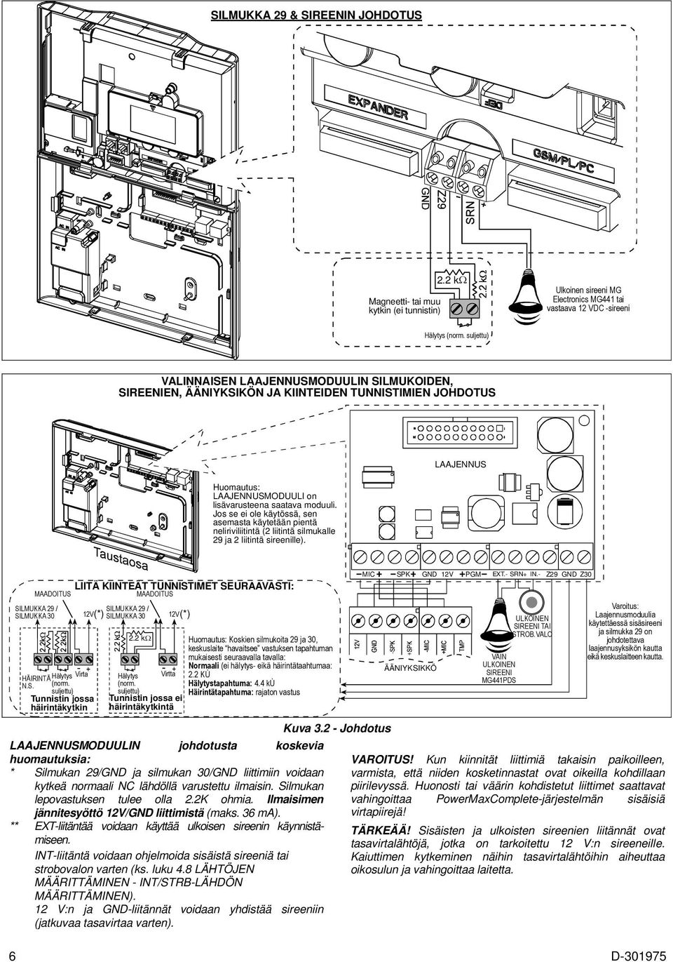 Jos se ei ole käytössä, sen asemasta käytetään pientä neliriviliitintä (2 liitintä silmukalle 29 ja 2 liitintä sireenille).