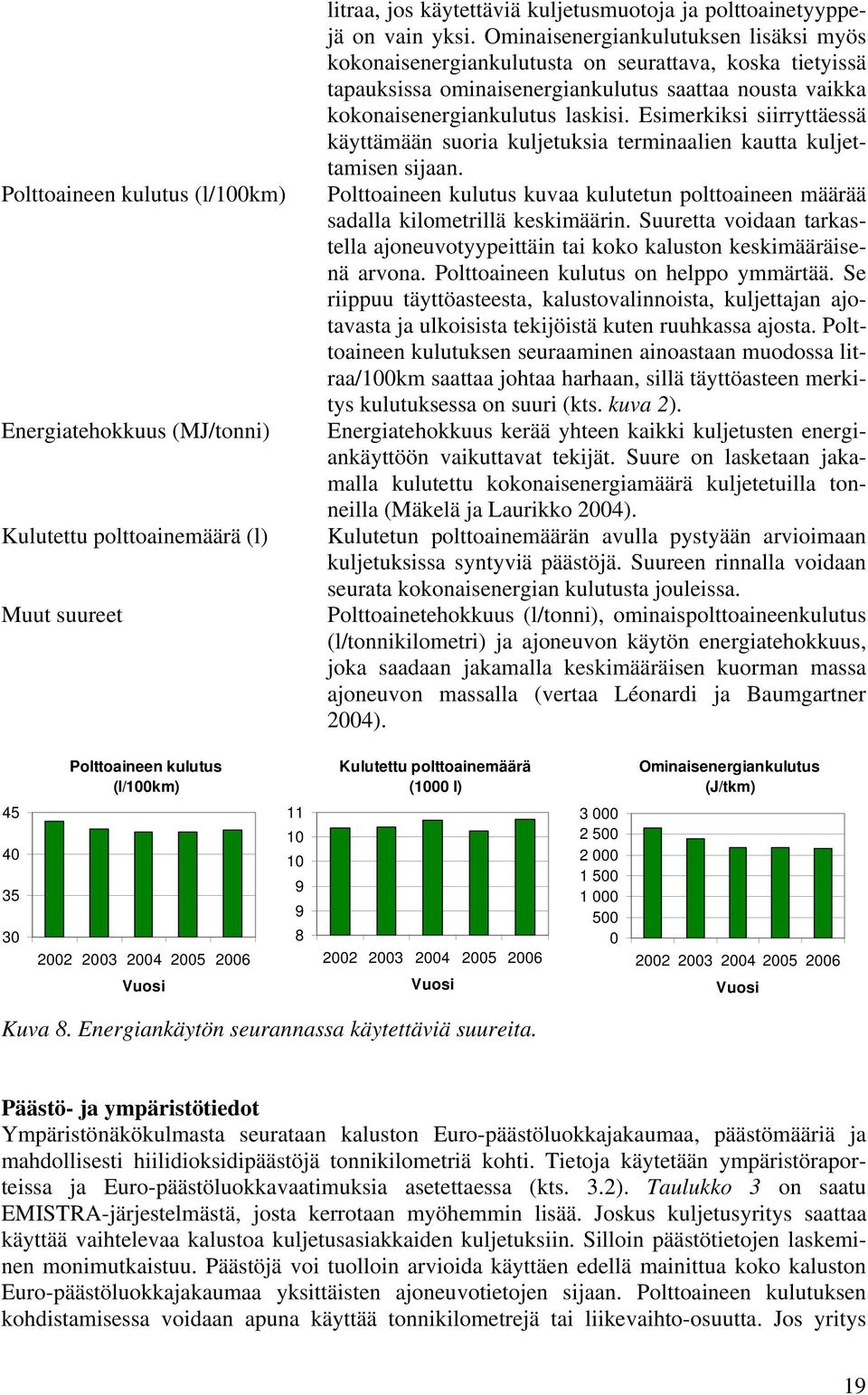 Esimerkiksi siirryttäessä käyttämään suoria kuljetuksia terminaalien kautta kuljettamisen sijaan. Polttoaineen kulutus kuvaa kulutetun polttoaineen määrää sadalla kilometrillä keskimäärin.