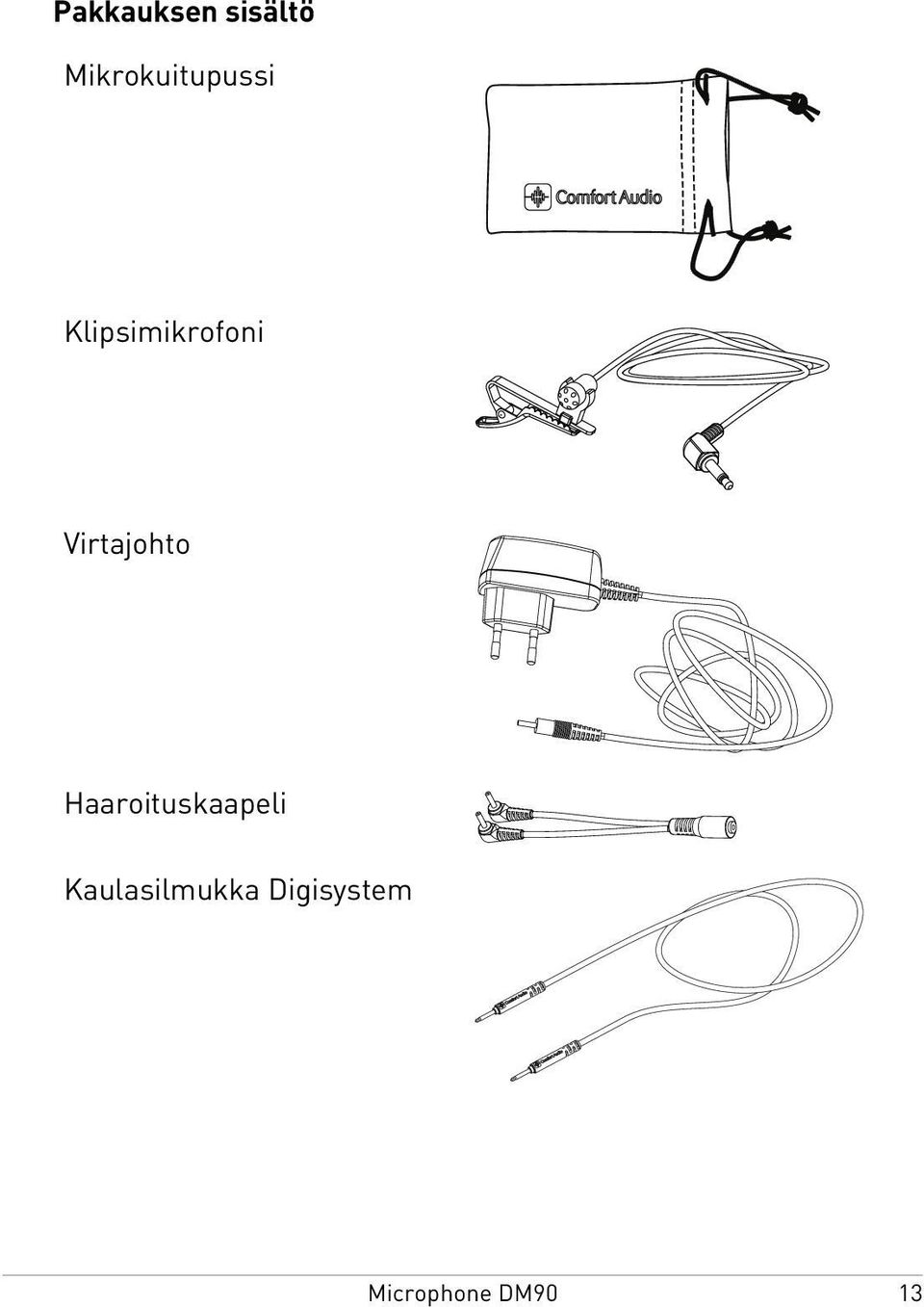 Klipsimikrofoni Virtajohto