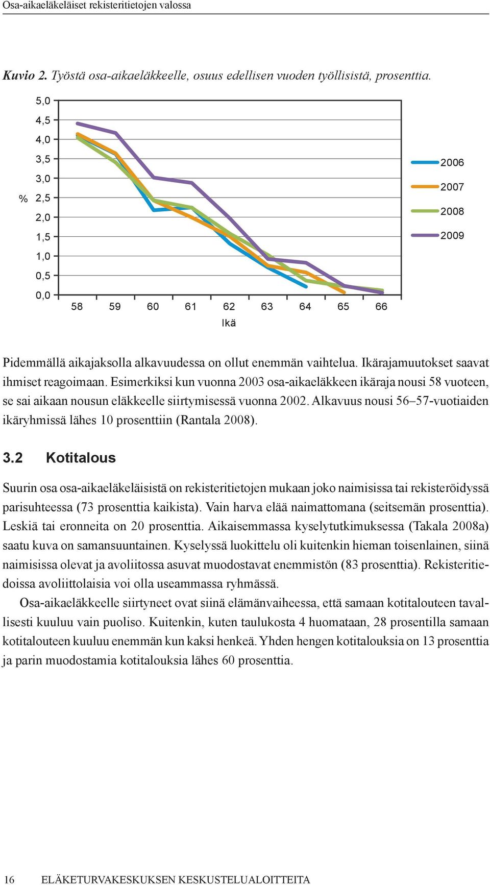 Ikärajamuutokset saavat ihmiset reagoimaan. Esimerkiksi kun vuonna 2003 osa-aikaeläkkeen ikäraja nousi 58 vuoteen, se sai aikaan nousun eläkkeelle siirtymisessä vuonna 2002.