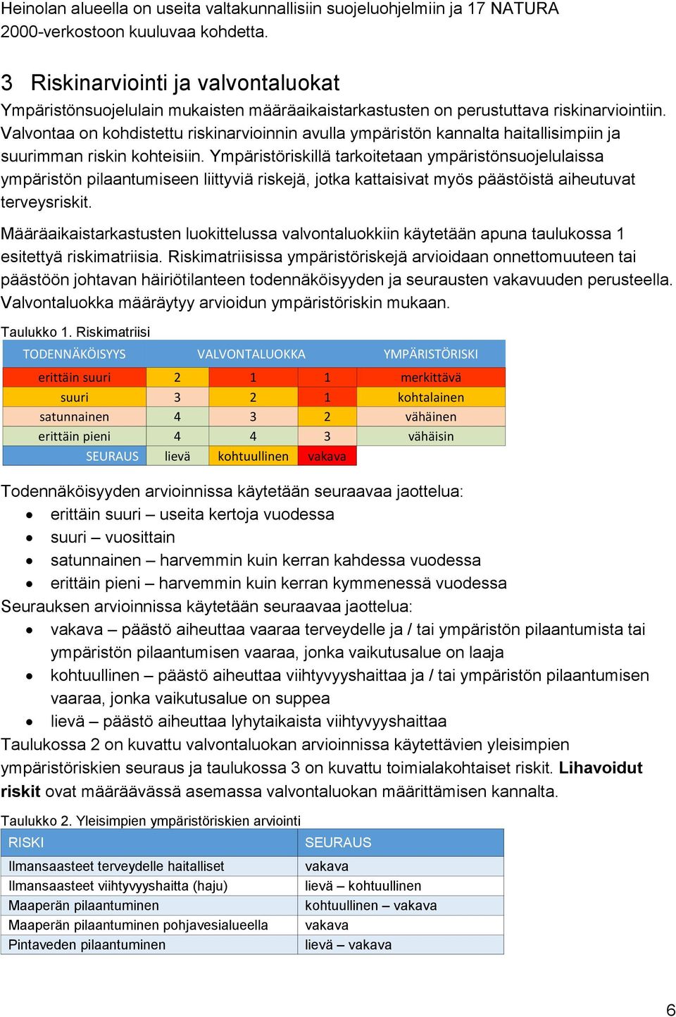 Valvontaa on kohdistettu riskinarvioinnin avulla ympäristön kannalta haitallisimpiin ja suurimman riskin kohteisiin.