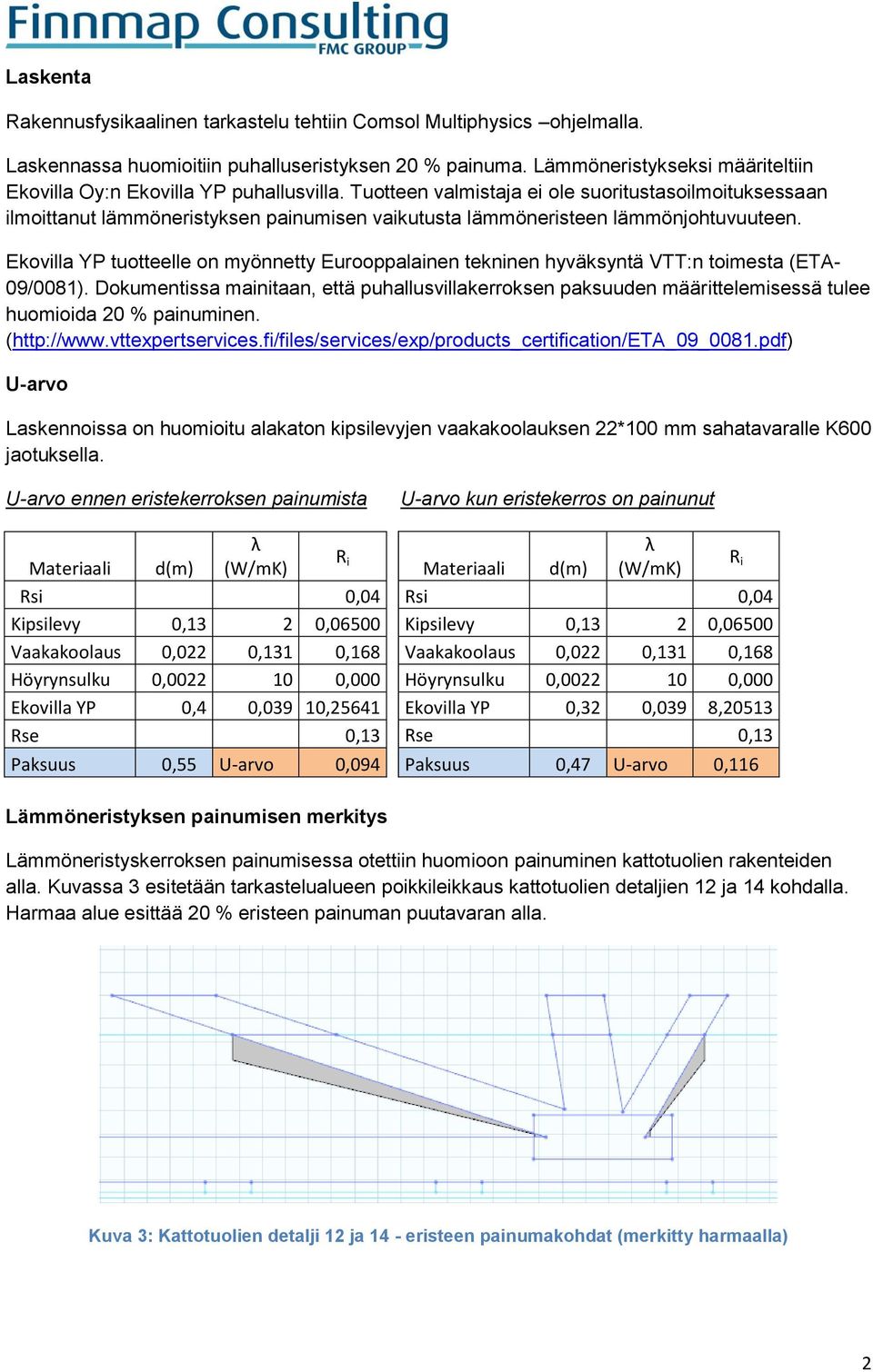 Tuotteen valmistaja ei ole suoritustasoilmoituksessaan ilmoittanut lämmöneristyksen painumisen vaikutusta lämmöneristeen lämmönjohtuvuuteen.