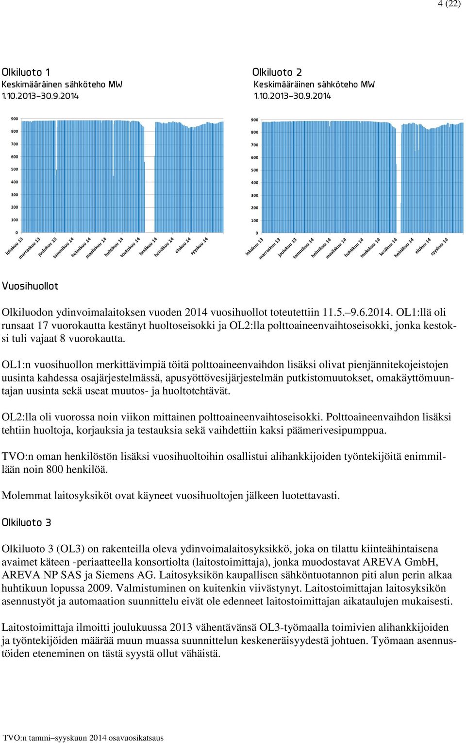 OL1:n vuosihuollon merkittävimpiä töitä polttoaineenvaihdon lisäksi olivat pienjännitekojeistojen uusinta kahdessa osajärjestelmässä, apusyöttövesijärjestelmän putkistomuutokset, omakäyttömuuntajan
