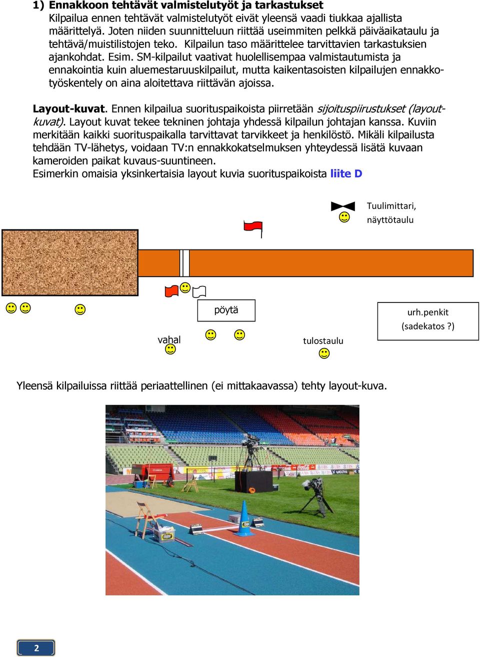 SM-kilpailut vaativat huolellisempaa valmistautumista ja ennakointia kuin aluemestaruuskilpailut, mutta kaikentasoisten kilpailujen ennakkotyöskentely on aina aloitettava riittävän ajoissa.