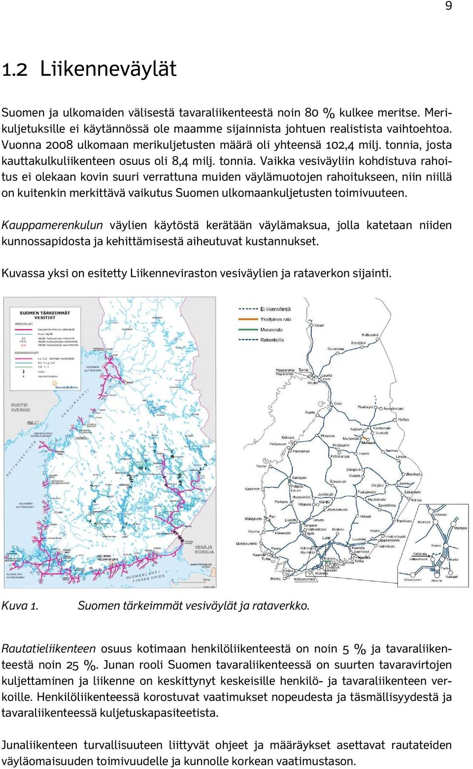 josta kauttakulkuliikenteen osuus oli 8,4 milj. tonnia.