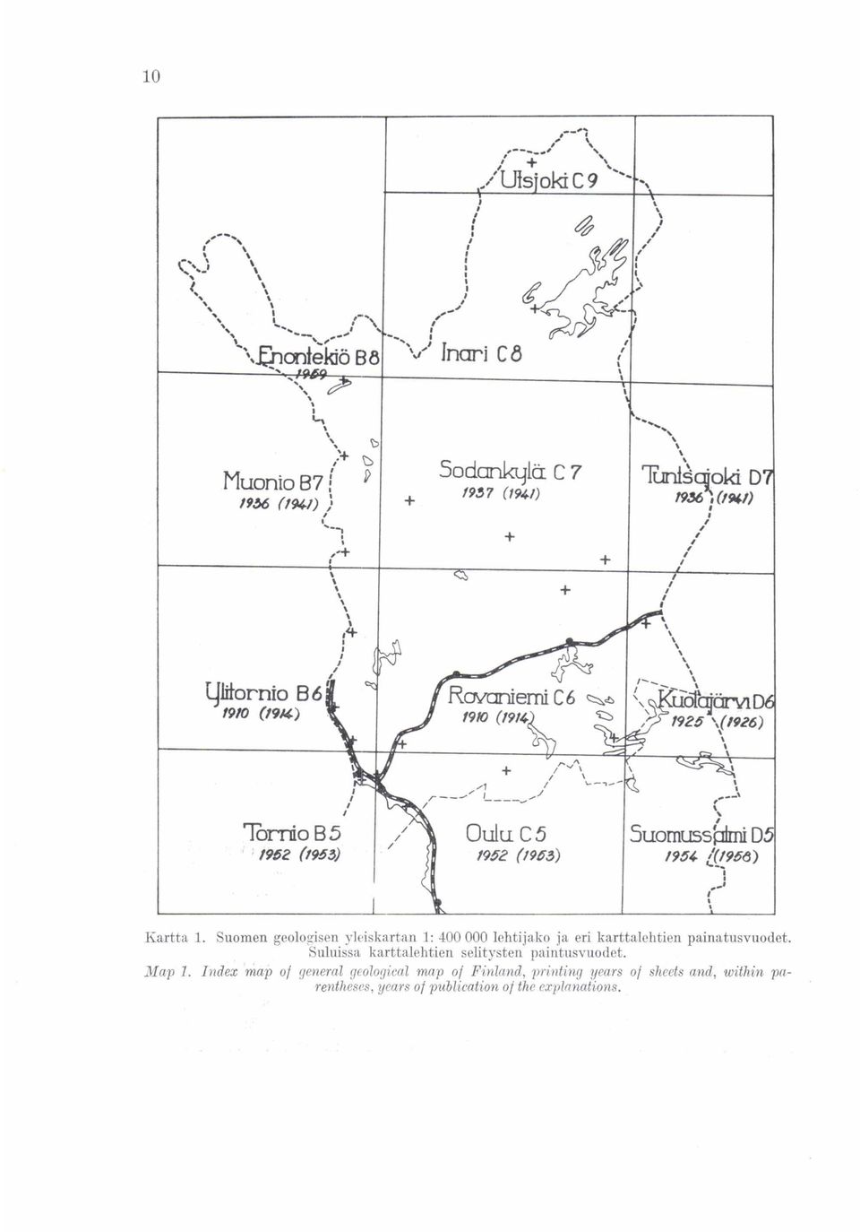 paintusvuodet Map 1 Index kp of general geological m p of Finland,