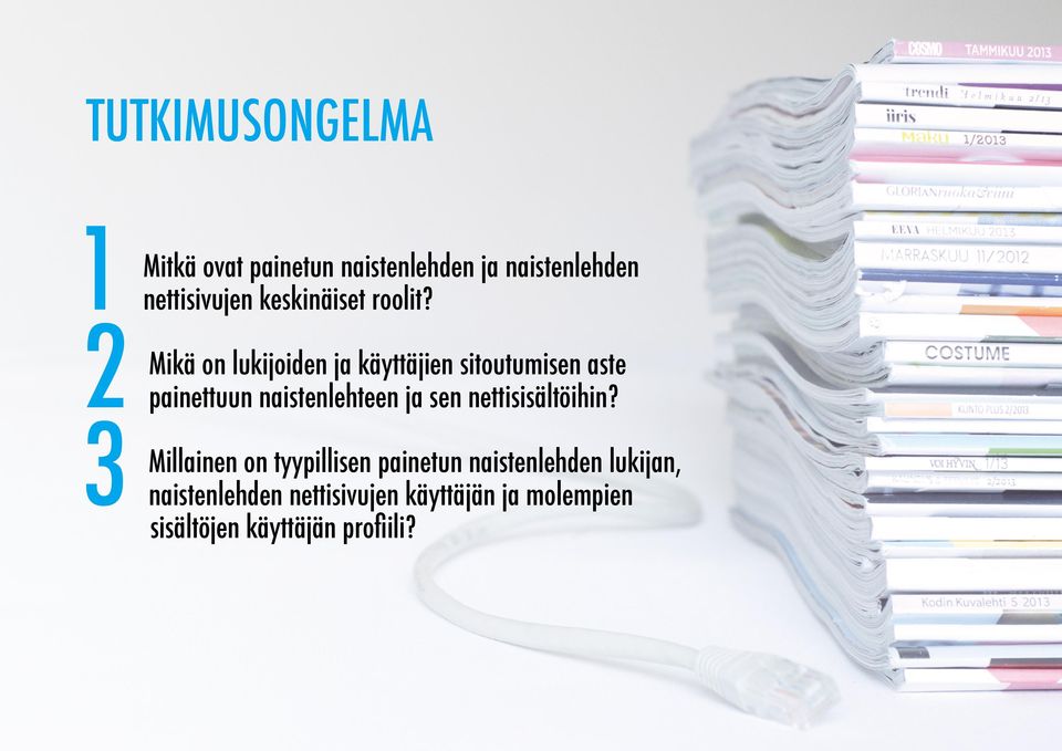 Mikä on lukijoiden ja käyttäjien sitoutumisen aste painettuun naisten lehteen ja sen