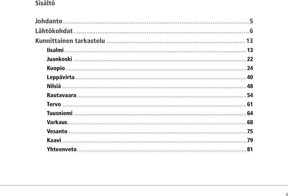 .. 40 Nilsiä... 48 Rautavaara... 54 Tervo... 61 Tuusniemi.