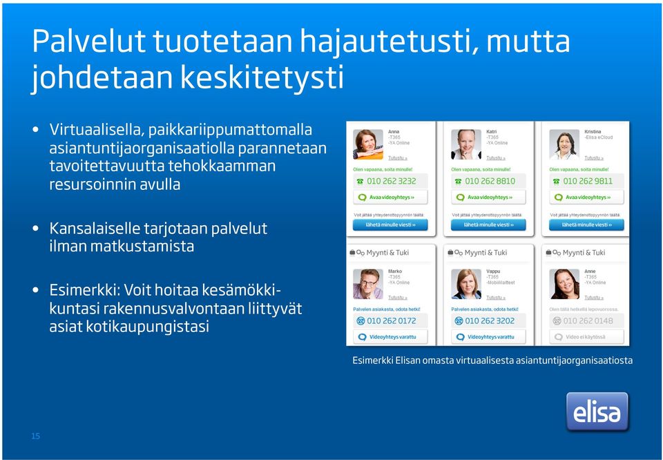 Kansalaiselle tarjotaan palvelut ilman matkustamista Esimerkki: Voit hoitaa kesämökkikuntasi