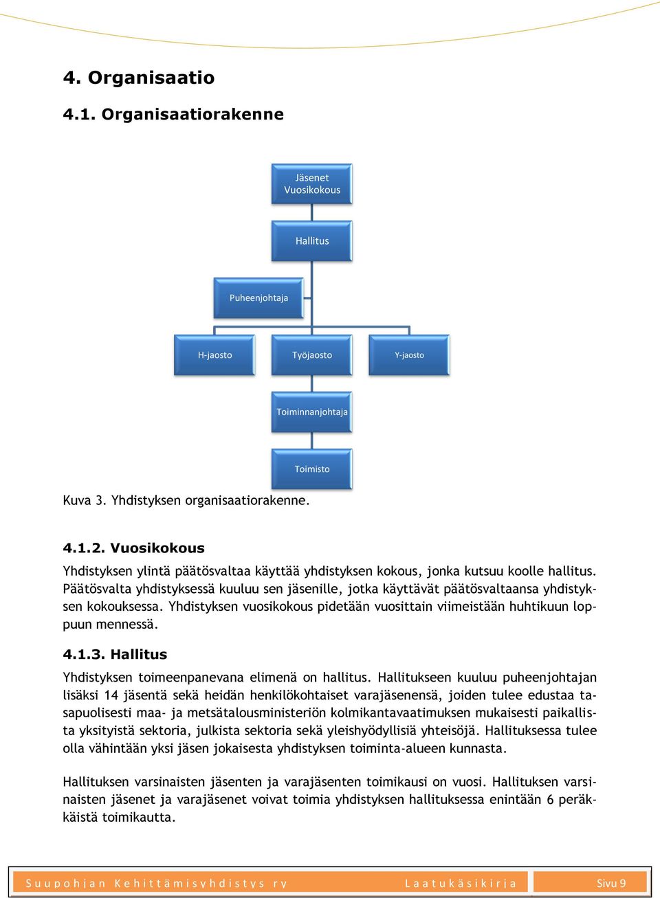 Päätösvalta yhdistyksessä kuuluu sen jäsenille, jotka käyttävät päätösvaltaansa yhdistyksen kokouksessa. Yhdistyksen vuosikokous pidetään vuosittain viimeistään huhtikuun loppuun mennessä. 4.1.3.