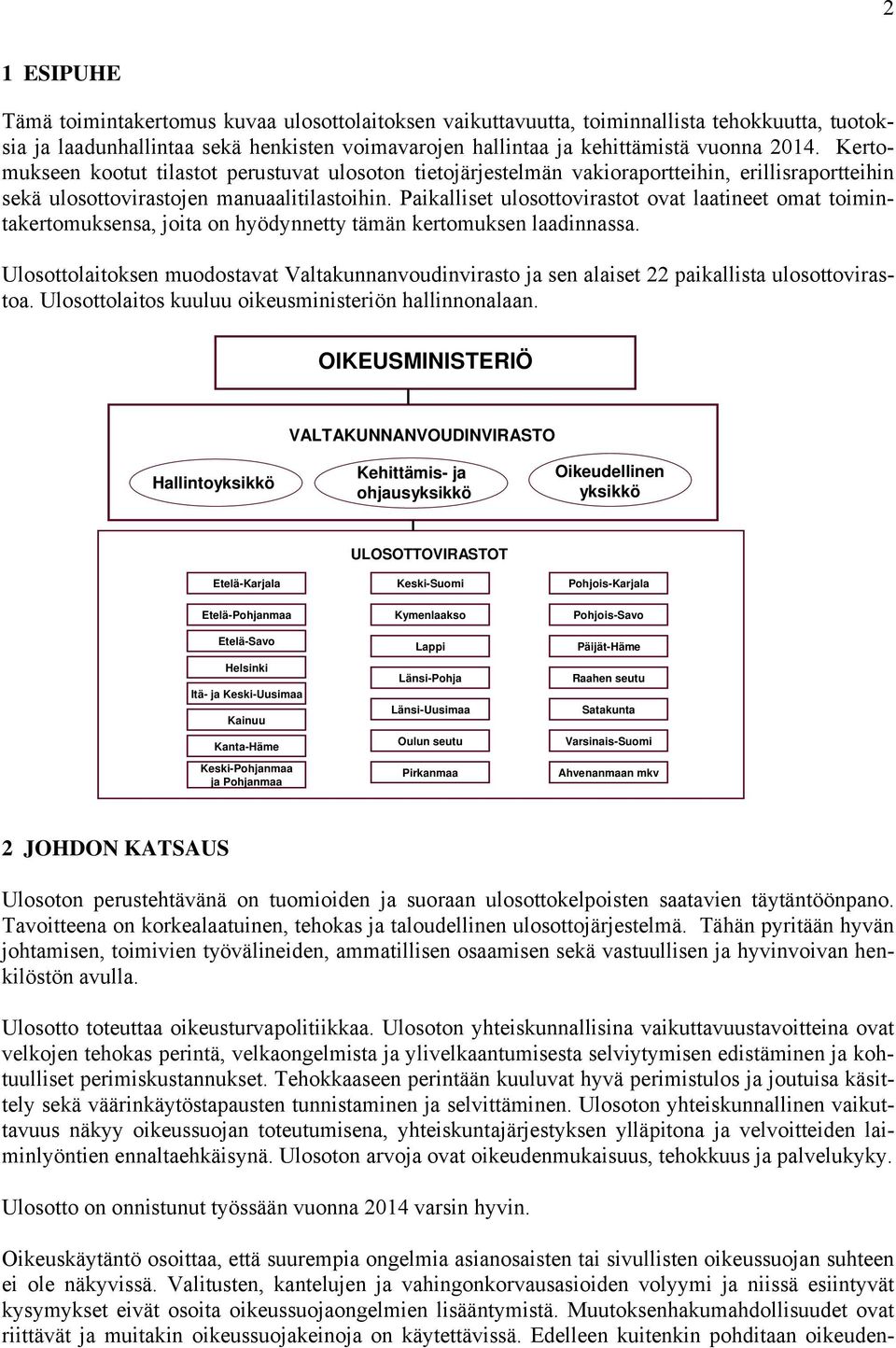 Paikalliset ulosottovirastot ovat laatineet omat toimintakertomuksensa, joita on hyödynnetty tämän kertomuksen laadinnassa.