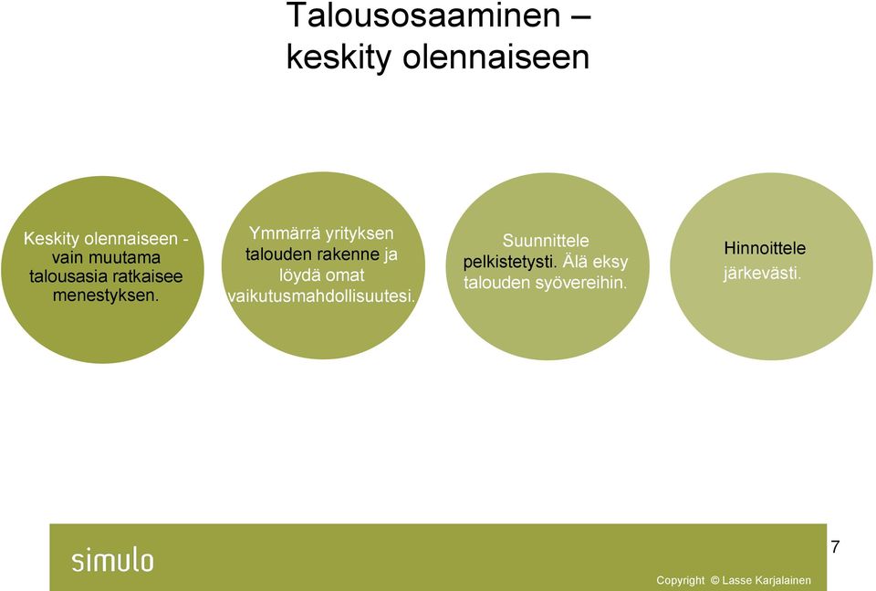 Ymmärrä yrityksen talouden rakenne ja löydä omat