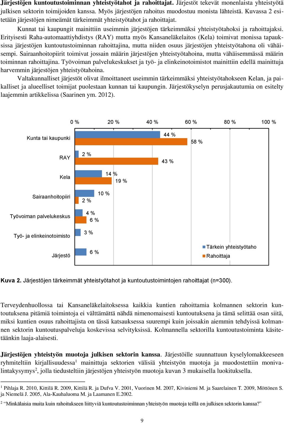 Erityisesti Raha-automaattiyhdistys (RAY) mutta myös Kansaneläkelaitos (Kela) toimivat monissa tapauksissa järjestöjen kuntoutustoiminnan rahoittajina, mutta niiden osuus järjestöjen yhteistyötahona