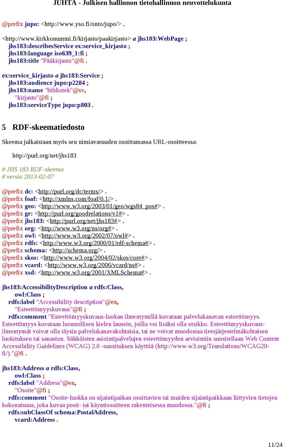 ex:service_kirjasto a jhs183:service ; jhs183:audience jupo:p2284 ; jhs183:name "bibliotek"@sv, "kirjasto"@fi ; jhs183:servicetype jupo:p803.