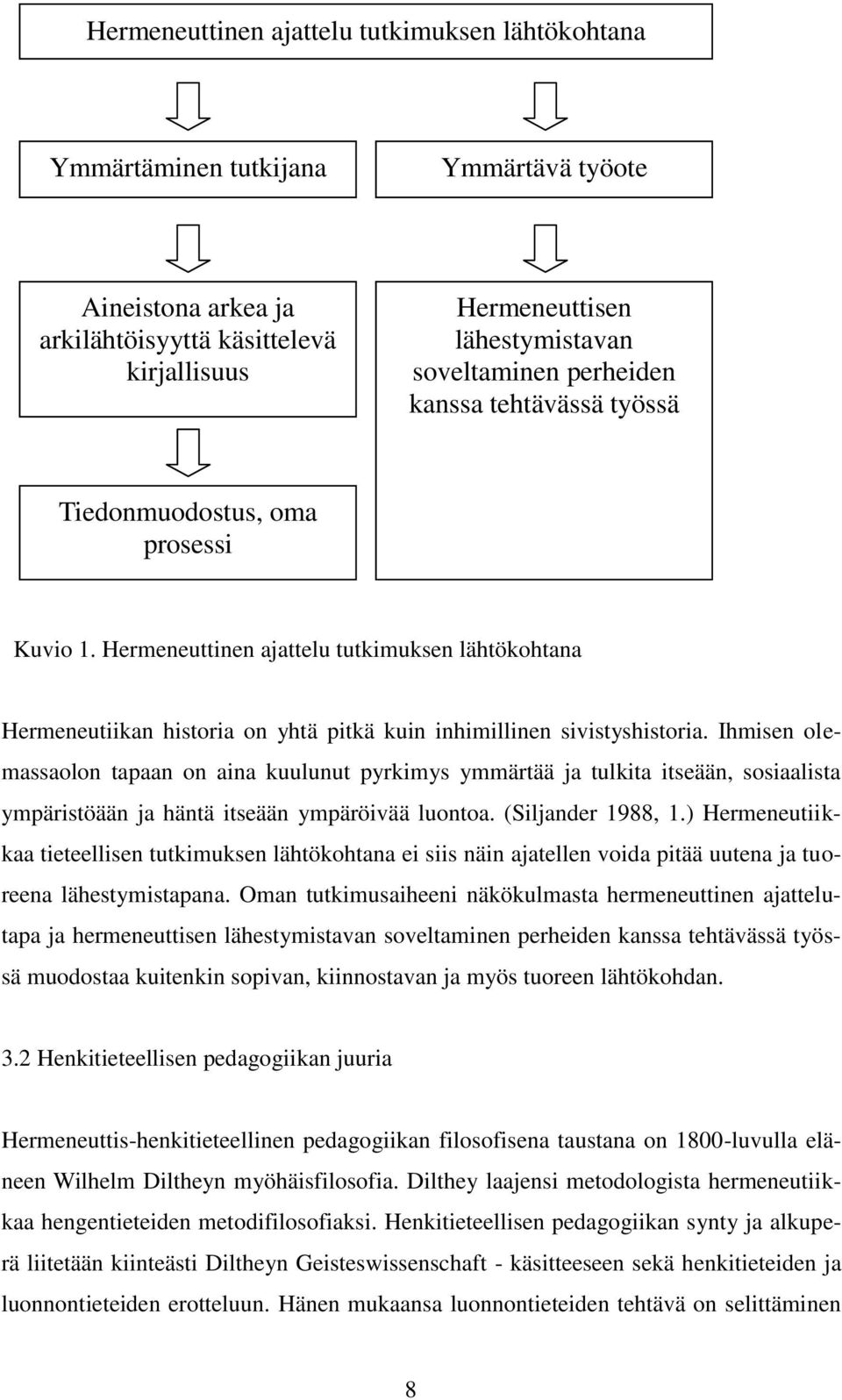 Ihmisen olemassaolon tapaan on aina kuulunut pyrkimys ymmärtää ja tulkita itseään, sosiaalista ympäristöään ja häntä itseään ympäröivää luontoa. (Siljander 1988, 1.